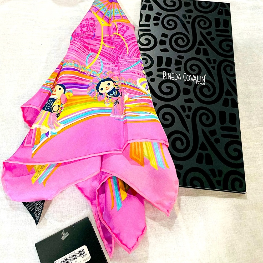 NWT PINEDA COVALIN SILK OTOMI DOLL  SCARF 20x20